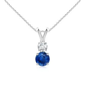 1.3 CT. Blue Sapphire and White Sapphire Pendant