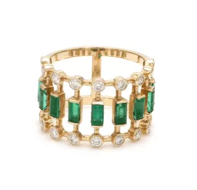 14K & 18K Gold Diamond and Emerald Emerald Ring