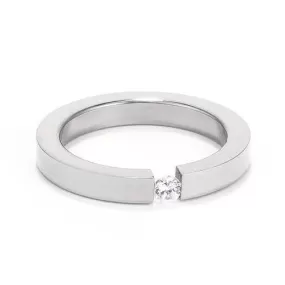 4MM Stainless Steel Floating Solitaire Ring