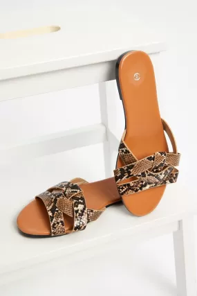 Animal Print Flat Slides