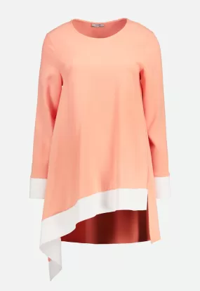 Asymmetric Contrast Edge Blouse