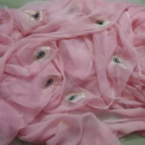 Baby Pink Pure Chiffon Gota Patti Saree(10-15 Days making Time)