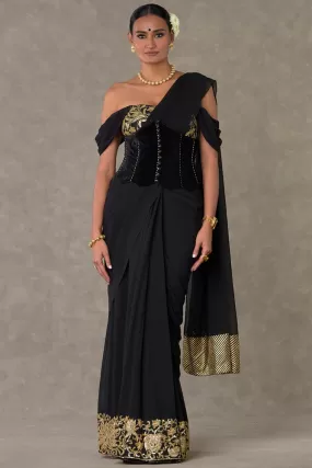 Black 'Neel- Kamal' Corset Saree