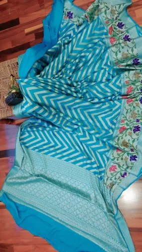 Blue Banarasi Meenakari saree