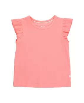 Bubblegum Pink Rib Knit Flutter Sleeve Top