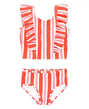 Cayenne Pop Stripe Waterfall Tankini