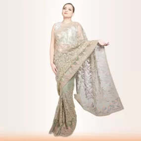 Designer Indian Wedding saree - Gray