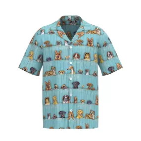 DOGS PRINTED ALOHA SHIRT