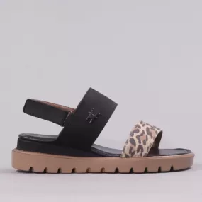 Double-band Slingback Sandal in Black - 12391