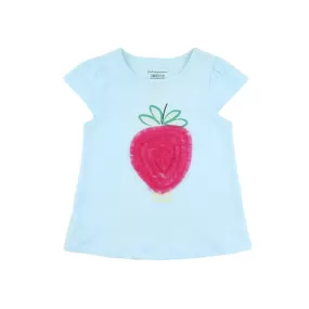 First Impressions Graphic Print T-Shirt With Applique Detail- Berry Cute