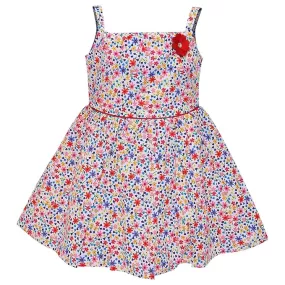 Girls Floral Printed A-line Strap neck dress