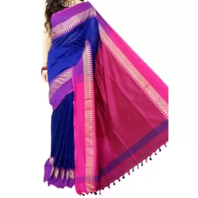 Handloom Cotton Saree with Jari border- Blue