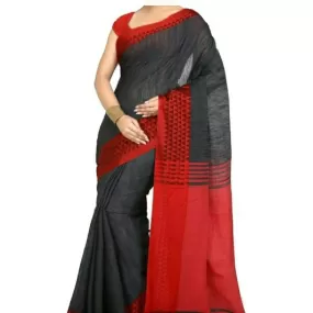 Handloom Cotton Silk saree Red and Black