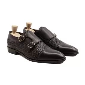 Inci - Men's Dark Brown Calf and Woven Leather Double Monkstrap