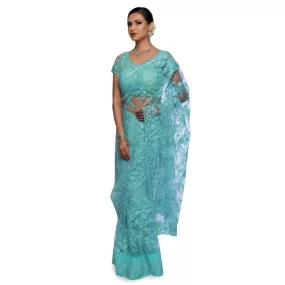 Lightweight Net saree with Resham embroidery