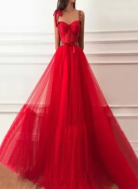 Red Crystal Bow  Evening Gowns