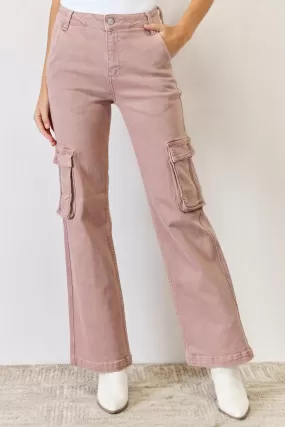 RISEN:  Full Size High Rise Cargo Wide Leg Jeans