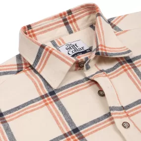 Seashell Cream Check Flannel Regular Fit Casual Shirt